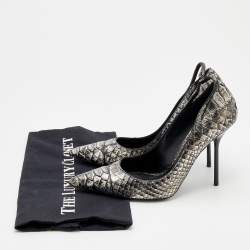 Tom Ford Metallic Silver Python Leather Pointed Toe Pumps Size 38