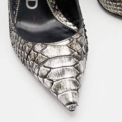 Tom Ford Metallic Silver Python Leather Pointed Toe Pumps Size 38
