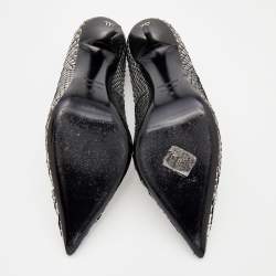 Tom Ford Metallic Silver Python Leather Pointed Toe Pumps Size 38