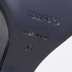 Tom Ford Black Leather Ankle Chain Strap Wedge Sandals Size 39