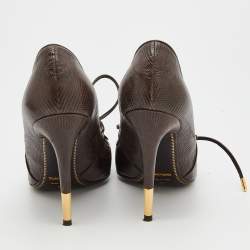 Pre Owned Tom Ford Brown Lizard Embossed Pumps Size 39