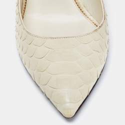 Tom Ford Off White Python Padlock Ankle Strap Pointed Toe Pumps Size 37