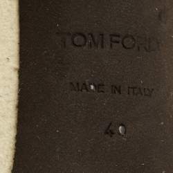 Pre Owned Tom Ford Cream/Black Suede and Patent Leather Cap Toe Pointed Toe Pumps Size 40