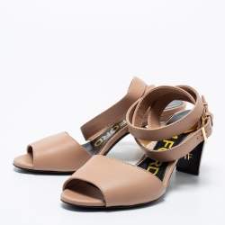 Pre Owned Tom Ford Nude Leather Padlock Ankle Wrap Sandals Size 36