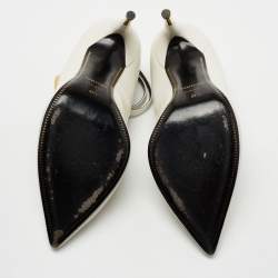 Pre Owned Tom Ford White Leather Padlock Pumps Size 37.5