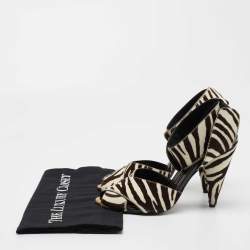 Pre Owned Tom Ford White/Brown Calf Hair Ankle Strap Sandals Size 38