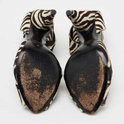 Pre Owned Tom Ford White/Brown Calf Hair Ankle Strap Sandals Size 38