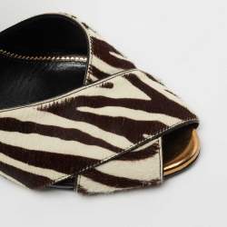 Pre Owned Tom Ford White/Brown Calf Hair Ankle Strap Sandals Size 38