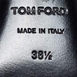 Pre Owned Tom Ford Metallic Gold Python Leather Chain Embellished Slingback Sandals Size 38.5