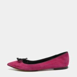 Tom Ford Pink/Black Suede and Leather Ballet Flats Size 37.5