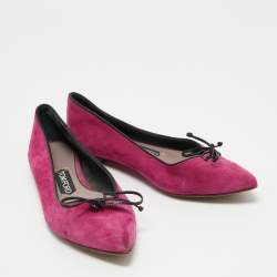 Tom Ford Pink/Black Suede and Leather Ballet Flats Size 37.5