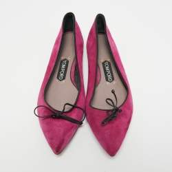 Tom Ford Pink/Black Suede and Leather Ballet Flats Size 37.5