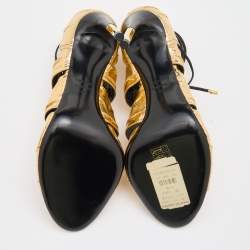 Pre Owned Tom Ford Metallic Gold Leather Stardust Cage Sandals Size 41