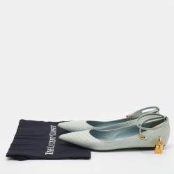 Tom Ford Pale Green Python Padlock Ankle Wrap Pointed Toe Flats Size 39