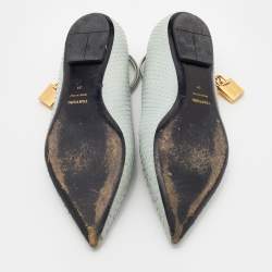 Tom Ford Pale Green Python Padlock Ankle Wrap Pointed Toe Flats Size 39