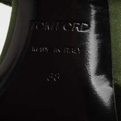 Pre Owned Tom Ford Green Velvet and Satin Ankle Strap Pumps Size 38