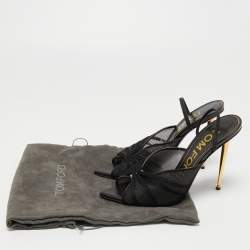 Tom Ford Black Mesh Piercing Open Toe Slingback Sandals Size 38.5