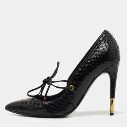 Tom Ford Black Python Mary Jane Pumps Size 39.5