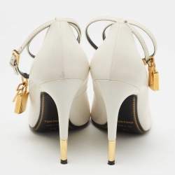 Pre Owned Tom Ford White Leather Padlock Pumps Size 37.5