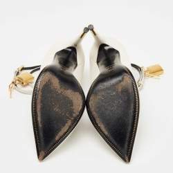 Pre Owned Tom Ford White Leather Padlock Pumps Size 37.5