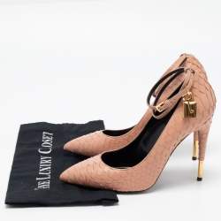 Pre Owned Tom Ford Pink Python Padlock Ankle Strap Pumps Size 40