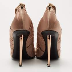 Pre Owned Tom Ford Two Tone Pleated Fabric and Leather Ankle Tie Pumps Size 39