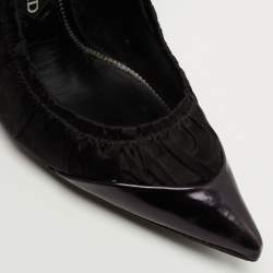 Tom Ford Black Pleated Fabric and Leather Ankle Tie Pumps Size 39