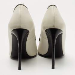 Tom Ford White/Black Patent Leather And Leather Cap Toe Pointed Toe Pumps Size 40