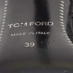 Pre Owned Tom Ford Black Leather Padlock Ankle Strap Sandals Size 39