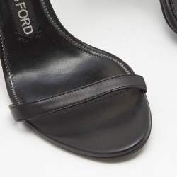 Pre Owned Tom Ford Black Leather Padlock Ankle Strap Sandals Size 39