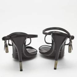 Pre Owned Tom Ford Black Leather Padlock Ankle Strap Sandals Size 39