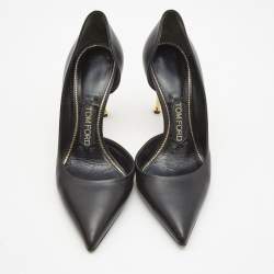 Tom Ford Black Leather D'Orsay Pointed Toe Pumps Size 36 