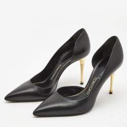 Tom Ford Black Leather D'Orsay Pointed Toe Pumps Size 36 