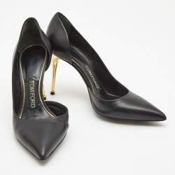 Tom Ford Black Leather D'Orsay Pointed Toe Pumps Size 36 
