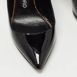 Pre Owned Tom Ford Black Patent Leather Padlock Pumps Size 37.5
