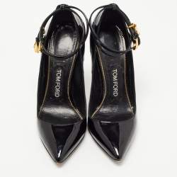 Pre Owned Tom Ford Black Patent Leather Padlock Pumps Size 37.5