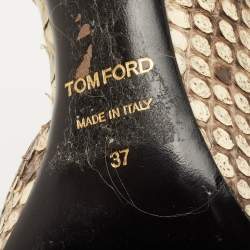 Pre Owned Tom Ford Beige/Brown Python Leather D'orsay Pointed Toe Pumps Size 37