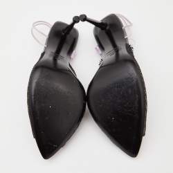 Tom Ford Black Mesh and PVC Peep Toe Slingback Sandals Size 38