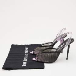 Tom Ford Black Mesh and PVC Peep Toe Slingback Sandals Size 38