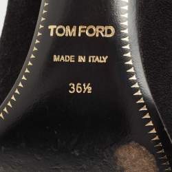 Pre Owned Tom Ford Black Suede Padlock Ankle Wrap Pumps Size 36.5