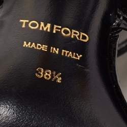 Tom Ford Black Patent Leather Padlock Strappy Sandals Size 38.5