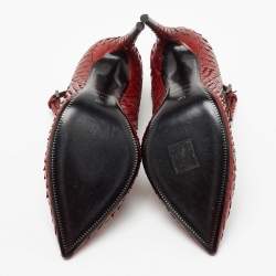 Tom Ford Burgundy Python Padlock Ankle Wrap Pumps Size 38.5