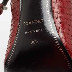 Tom Ford Burgundy Python Padlock Ankle Wrap Pumps Size 38.5