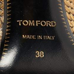 Tom Ford Gold Python Padlock Pointed Toe Pumps Size 38