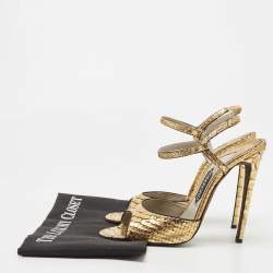 Tom Ford Gold Python Ankle Strap Sandals Size 41