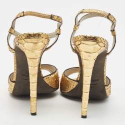 Tom Ford Gold Python Ankle Strap Sandals Size 41