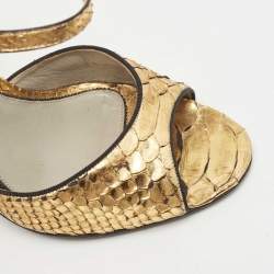 Tom Ford Gold Python Ankle Strap Sandals Size 41