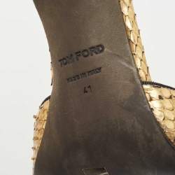 Tom Ford Gold Python Ankle Strap Sandals Size 41