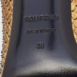 Pre Owned Tom Ford Metallic Gold Watersnake Leather Zipper Trim Pumps Size 38