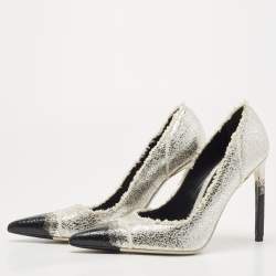 Pre Owned Tom Ford Silver Texture Leather Ombre Pumps Size 37.5